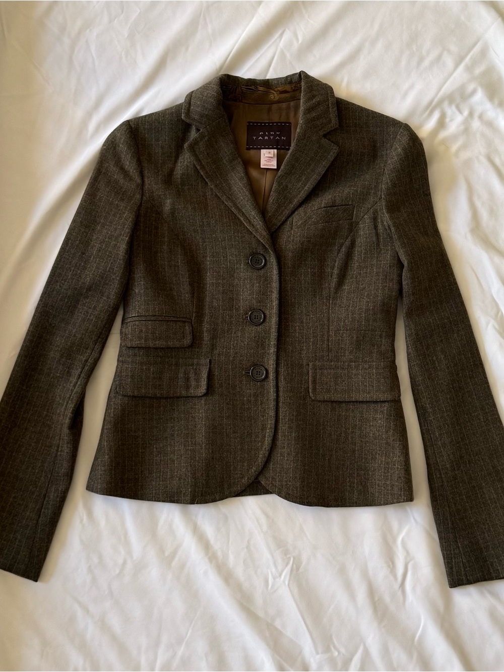 Pink Tartan Wool Cashmere Blend Blazer